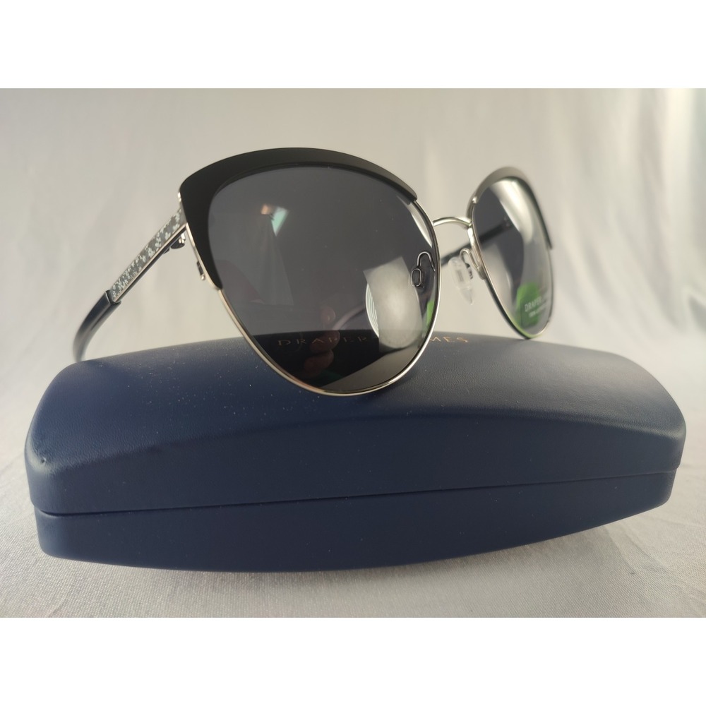 Draper James DJ7055 Black Silver Floral Butterfly Sunglasses Women's 58-17-140